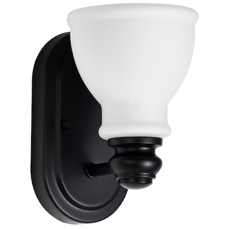 Nuvo Russel - 1 Light Vanity - Matte Black with Satin White Glass 60/8021